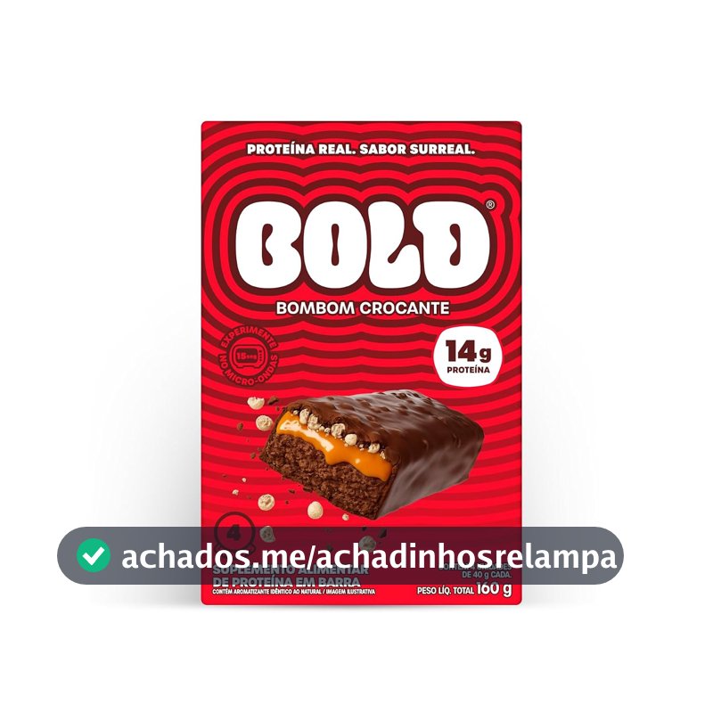 Bold Barra de Proteina Bombom Crocante 14g Kit com 4 Unidades