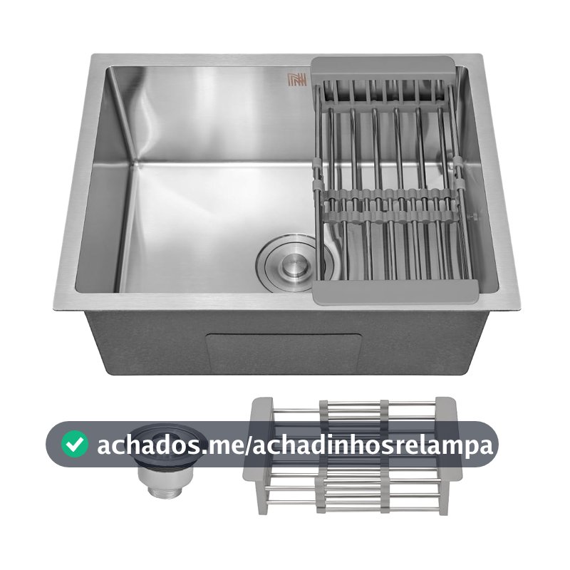 HOLTTER Kit Cuba Cozinha Gourmet Aço Inox 304 Resistente Corrosão Acompanha Cesto Escorredor Elegante Chique Fácil Limpeza Antirruído Embutir Sobrepor Cozinha Ilha Espaço Gourmet (Preta)