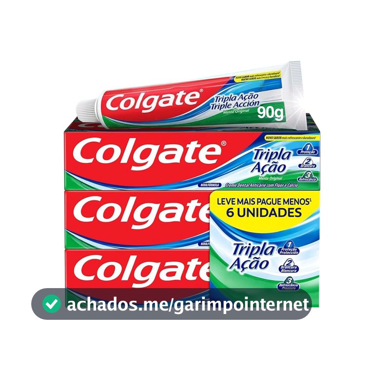 Colgate Tripla Ação Menta Original Creme Dental, 6x90g