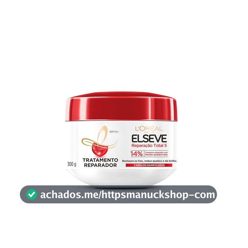 L'Oréal Paris Elseve Reparação Total 5+ Creme de Tratamento, Repara os 5 Sinais de Danos como Quebra e Ressecamento com Cicatri-Ceramida, Recupera, Hidrata e Dá Brilho, 300g