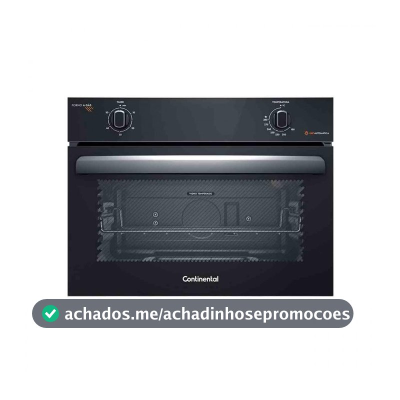 Continental Forno de Embutir a Gás OC4GM Preto 50 Litros com TOPLimpaFácil e Timer, Embutir, 1400W, 59,6 x 57,5 x 46,5 cm, 20 kg