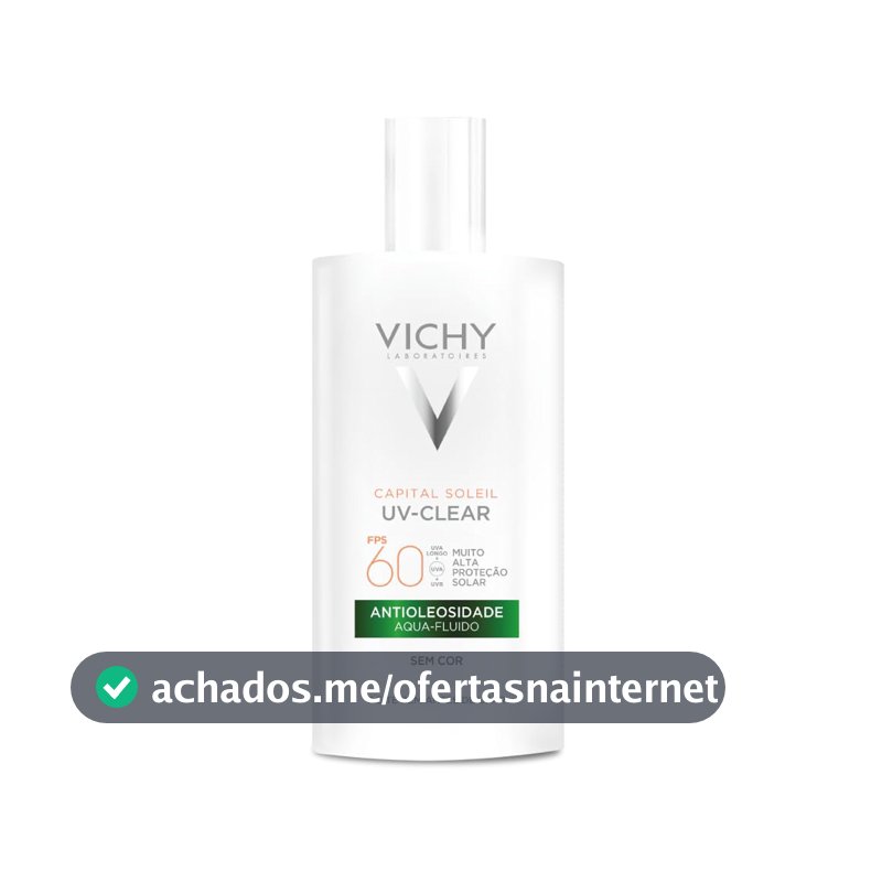 Vichy Capital Soleil UV-Clear Protetor Solar Facial Antioleosidade e Antiacne Sem Cor, Toque Seco FPS 60, com Niacinamida e Ácido Salicílico, Acabamento Invisível, 40g