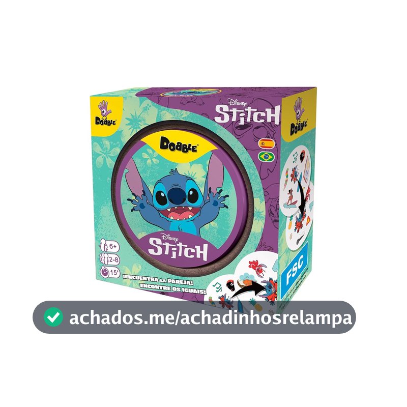 Asmodee, Dobble: Stitch, Jogo de Cartas 5 em 1 para 2 a 8 Jogadores