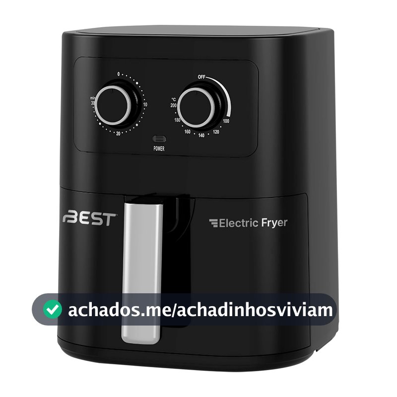 BEST Fritadeira Elétrica Air Fryer 5L, 127v 1500W, Timer 30 Minutos, Temperatura até 200°C, Preto