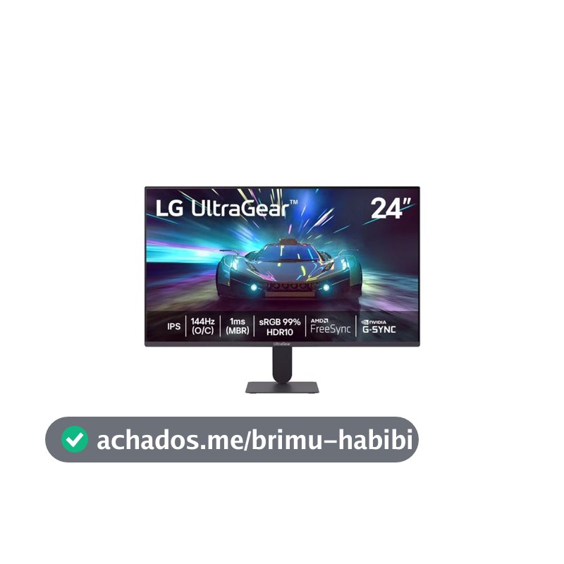 LG UltraGear Monitor Gamer 24" IPS 144Hz (O/C) 1ms (MBR) Full HD (1920x1080) HDR10 NVIDIA G-SYNC AMD FreeSync, Preto - 24G411A
