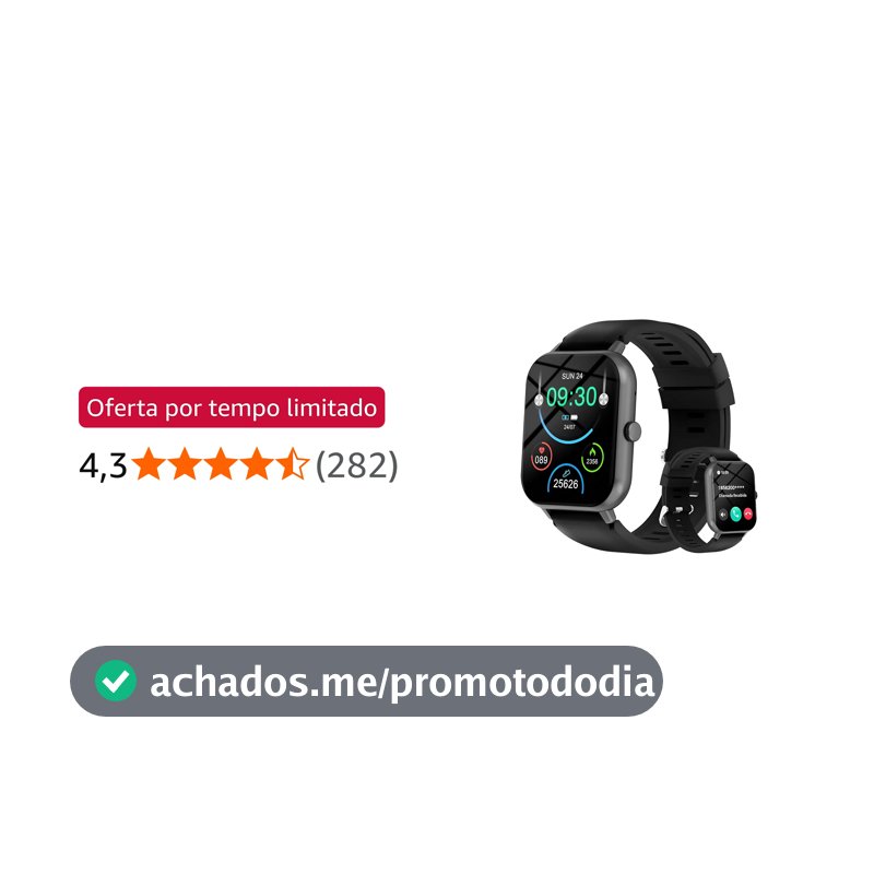 Bettdow SmartWatch, relogio smartwatch feminino com 1.83" Ecrã tátil, à prova d'água IP67, Recebimento de Notificações, relogio masculino com 100+ Modos Esportivos Faz e Recebe Ligações (Preto)