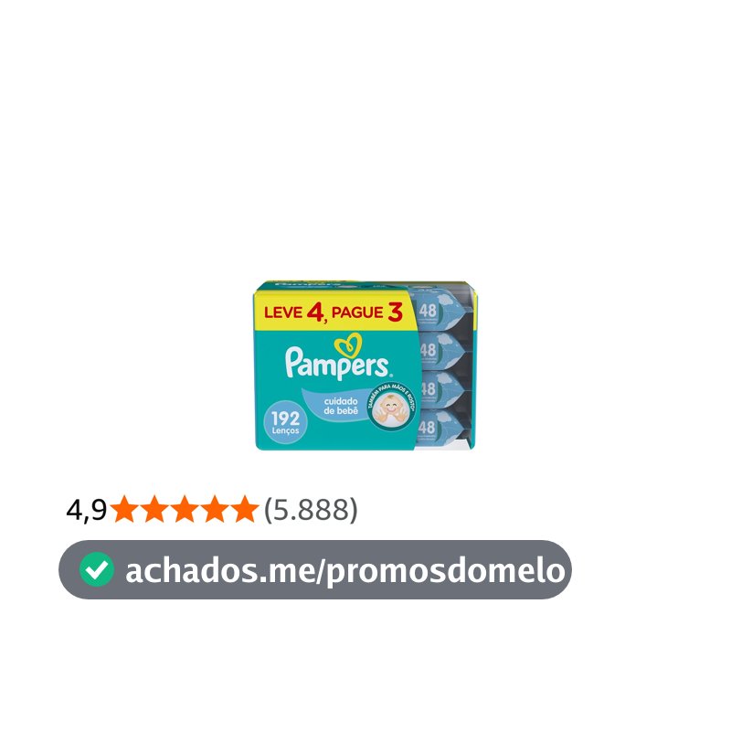 Lenços Umedecidos Pampers Cuidado de Bebê 192 Unidades