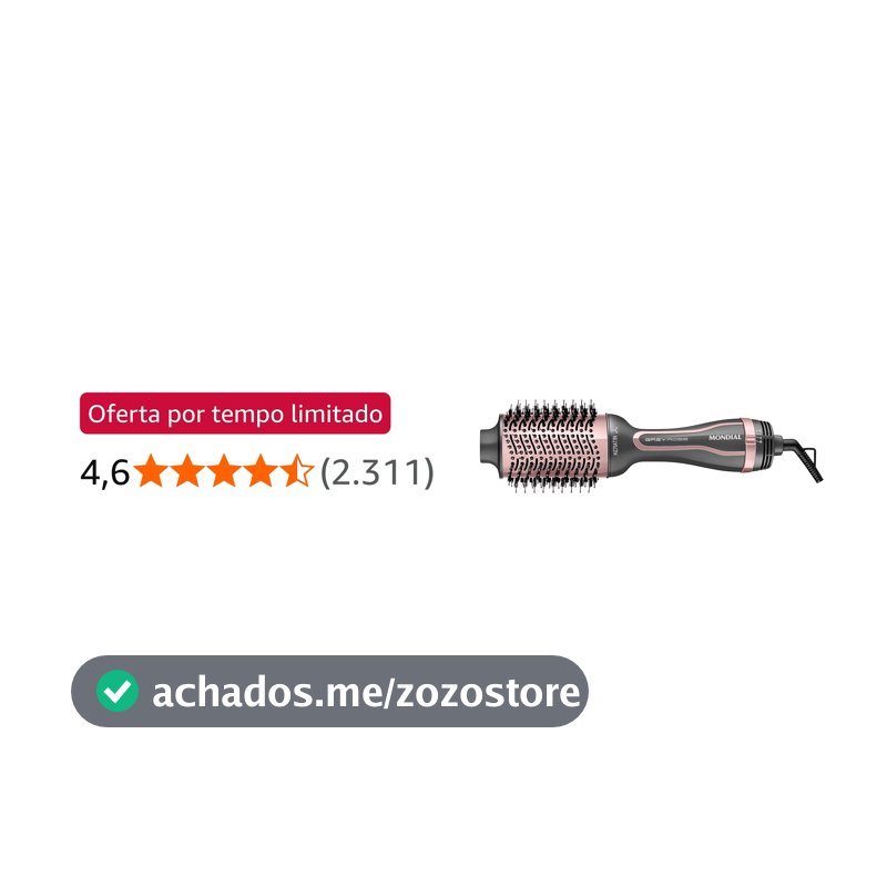 MONDIAL Escova Secadora Keratin, Bivolt, Grafite/Golden Rose - ES-11-BI