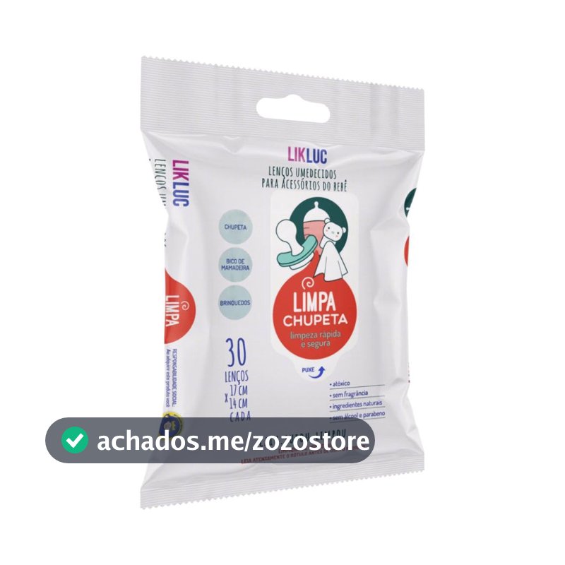LIMPA CHUPETA lenços umedecidos higienizadores, Likluc, Branco, Tamanho único