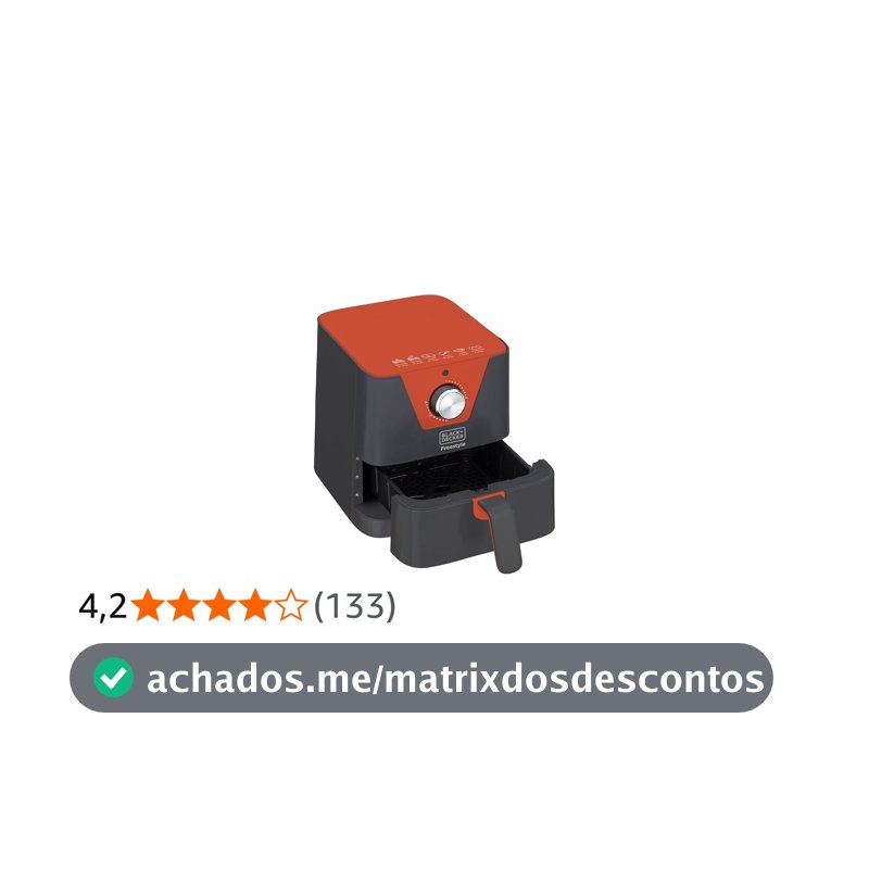 BLACK+DECKER Air Fryer, Fritadeira Elétrica Freestyle, sem Óleo, com Capacidade de 1,5L Modelo AFM2, 220V