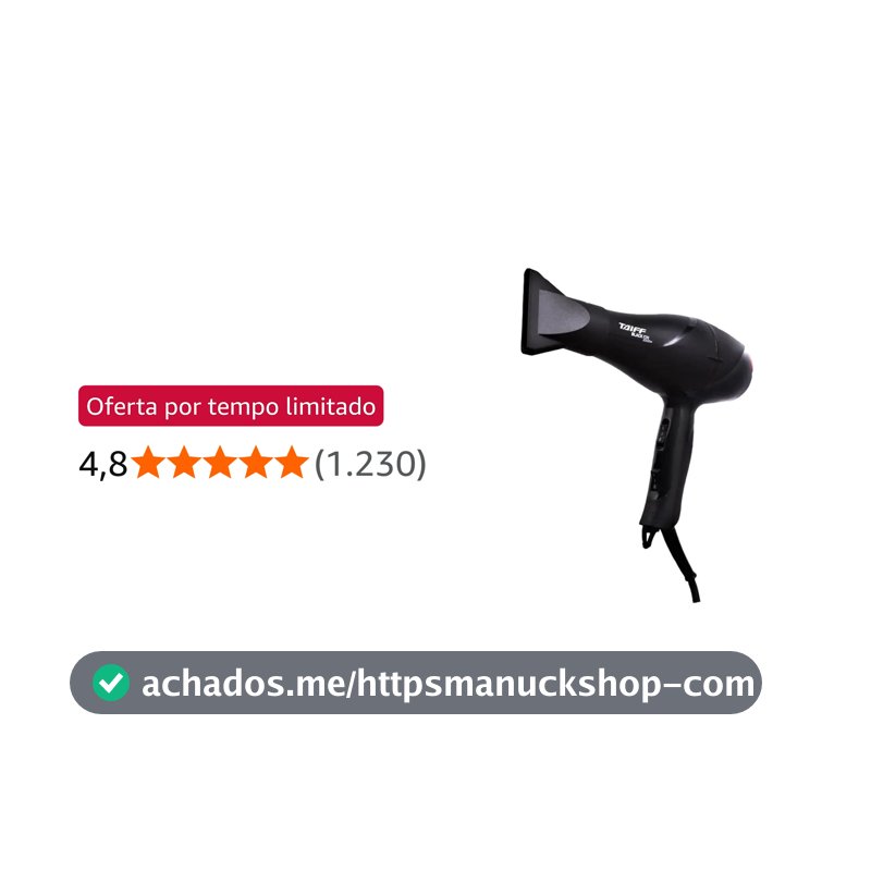 Secador Black Ion 2000W, 220V, Taiff, BLACK ION 338, Preto, Pequeno