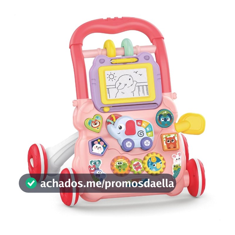 Andador Infantil de Empurrar Didático para Bebê Teclado Musical Lousa Mágica Brinquedo Educativo