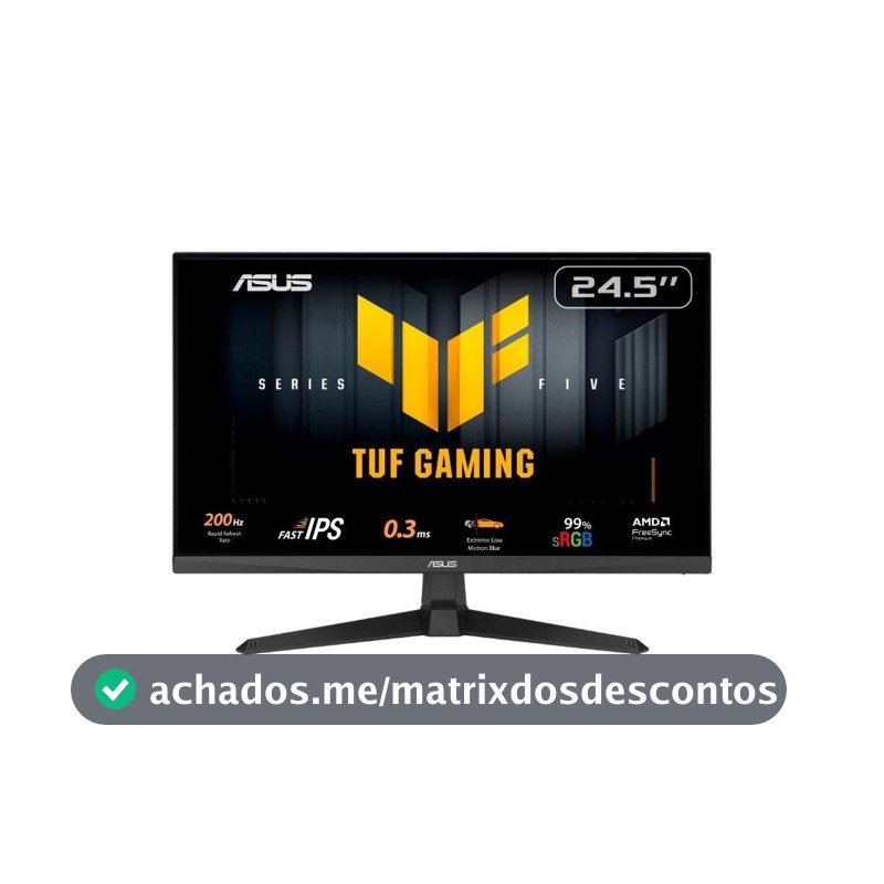 Monitor Gamer ASUS TUF 25", Full HD, 200Hz, 0.3ms, IPS, FreeSync Premium, Som Integrado, Preto - VG259Q5A