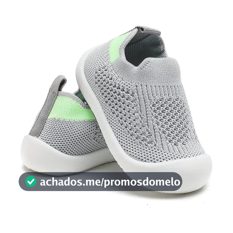 Tênis Sapatinho Meia Infantil Antiderrapante para Primeiros Passos, Bebê 0-36 Meses, Malha Flexível, Ultra Leve 28g, Unissex, Cinza, Azul, Amarelo ou Rosa