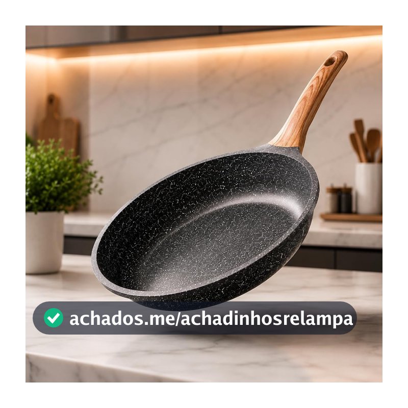 Frigideira Cerâmica Antiaderente Premium Cabo de Madeira Ergonômico, Fundo de Indução, Compatível com Fogão a Gás, Elétrico, Indução, e Vitrocerâmico Cozimento Saudável Frita Sem Óleo