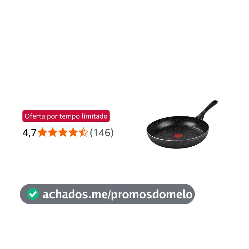 Frigideira Rochedo Stone Pro 30cm Preto com Efeito Pedra e Antiaderente Minerium, Alta Resistência e Durabilidade, Cabos Ergonômicos e Base Limpa Fácil