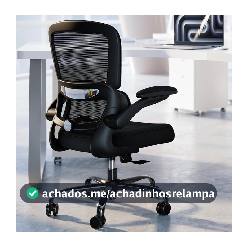 Cadeira de Escritório Ergonômica Preta Mesh Reclinável, Ajustáveis
