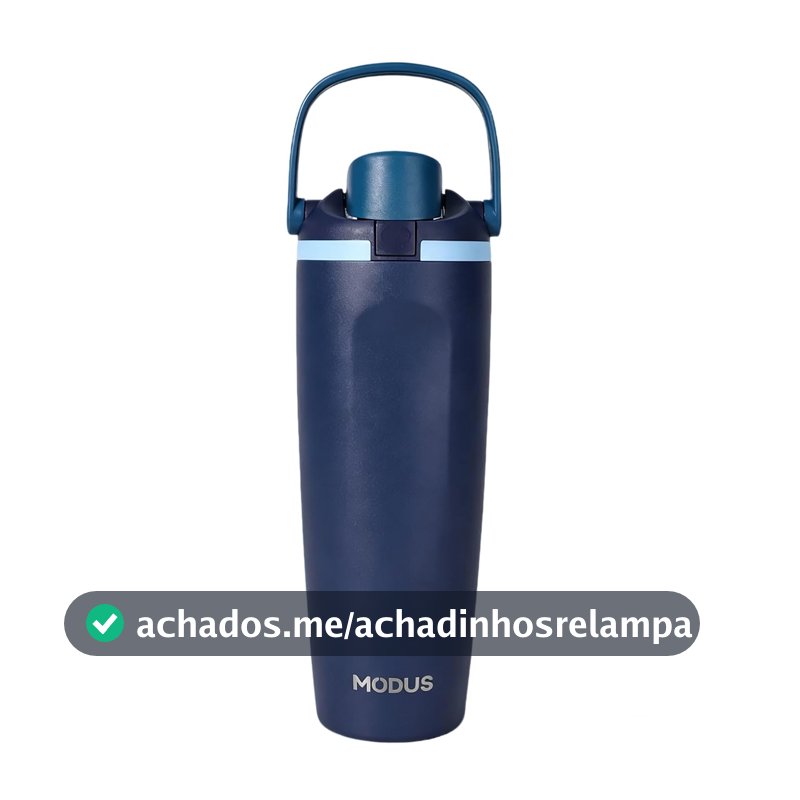 Garrafa Térmica De Água de Inox 900mL com Bico Duplo, Canudo e Alça
