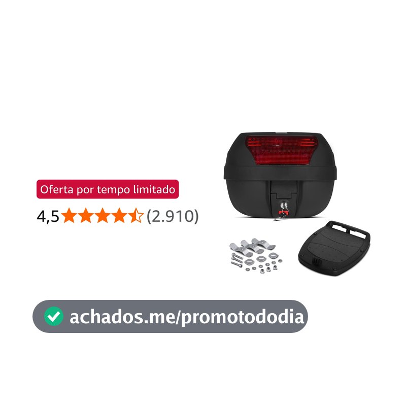 BAULETO PLÁSTICO SUPERIOR 28 LITROS PRO TORK SMART BOX REFLETOR VERMELHO