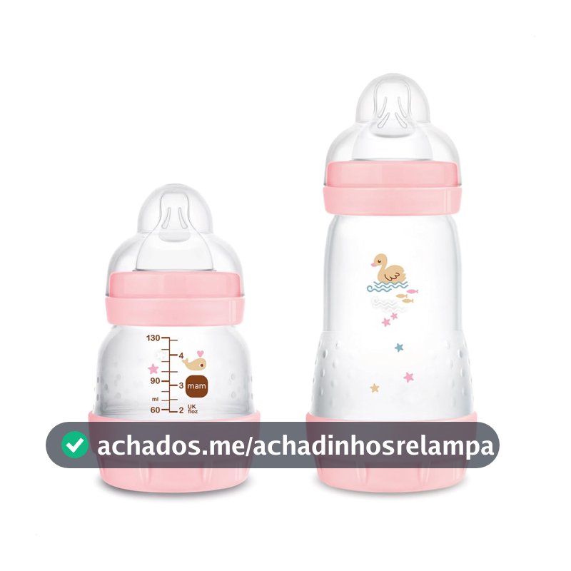 MAM Baby Kit 2 Mamadeiras Easy Start Starter Set Anticólica e Menos Bolhas de Ar, para Crianças 0+ Meses Autoesterilizável e com Bico de Silicone Skinsoft, Rosa