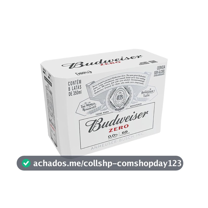Cerveja Sem Álcool Budweiser, Lata 350ml, Pack com 8 unidades