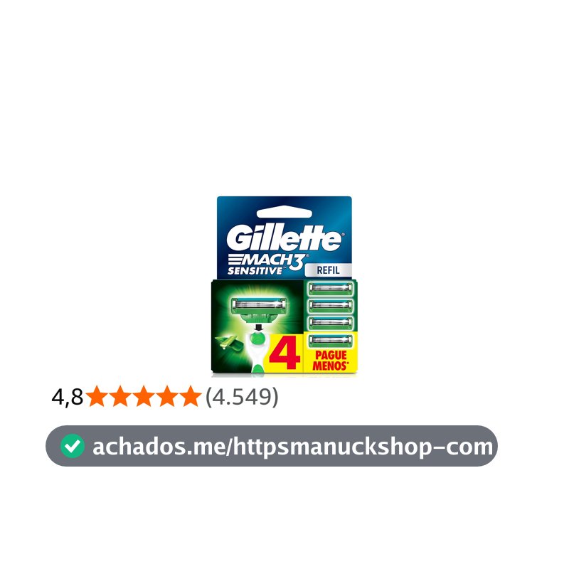 Gillette Mach3 Sensitive Carga Aparelho de Barbear com Aloe 4 Unidades