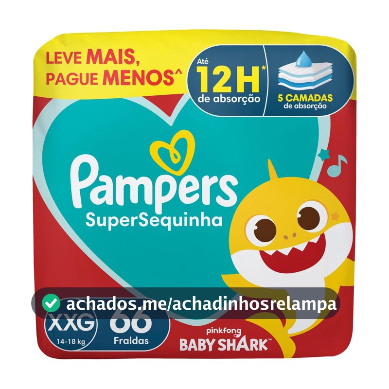 Fralda Pampers Supersequinha Tamanho XXG 66 Unidades