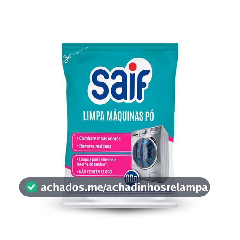 Limpa Máquinas De Lavar Em Pó Saif 80G, Higienizador De Máquina De Lavar Roupa, Azul Turquesa, Limpa As Partes Externa E Interna Do Tambor, Facilitando Sua Vida, Maximizando Toda Limpeza