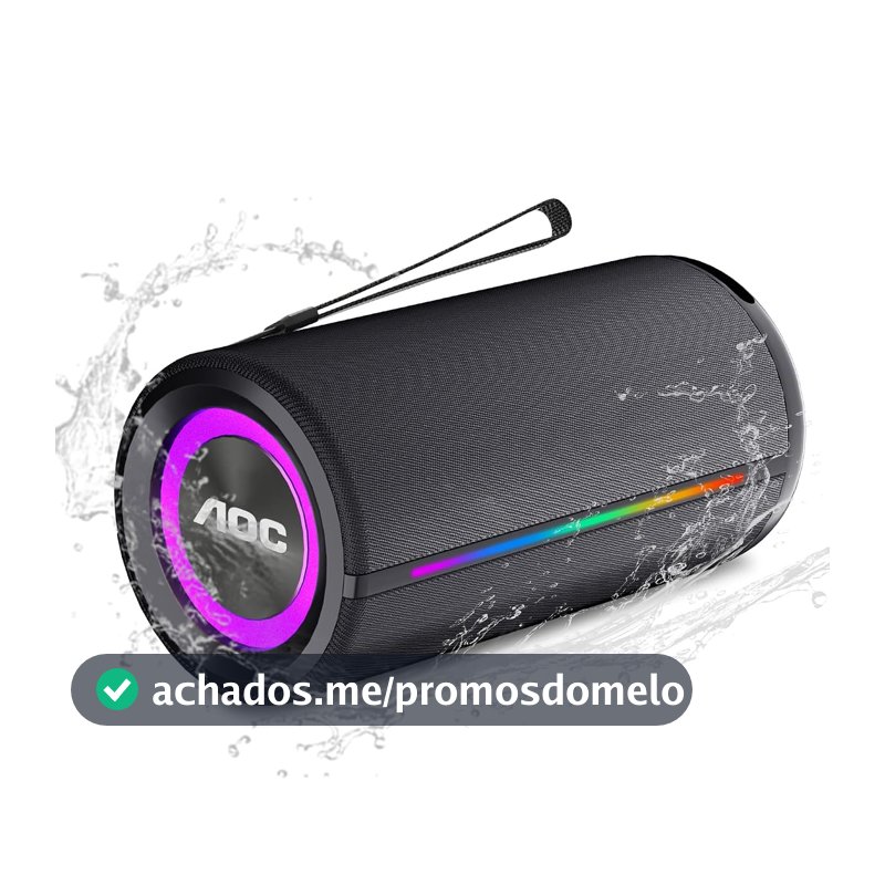 AOC ACS4341 Caixa de Som Portátil, Alto-falante Bluetooth portátil IPX5 à prova d'água, 35W, AI Sound Boost, Emparelhamento Estéreo Aem Fio, Suporte BT/TF/TWS/AUX para Viajar, Acampar