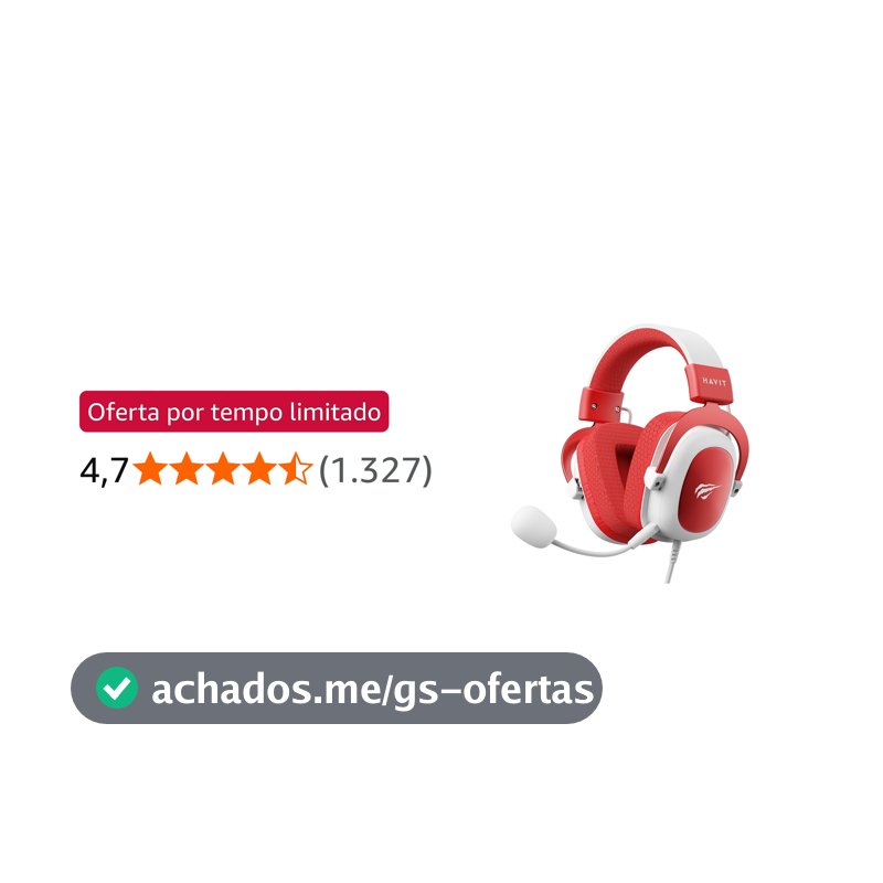 Havit Headphone Fone de Ouvido H2002d Red, Gamer, com Microfone, Falante 53mm, Plug 3, 5mm: compatível com XBOX ONE e PS4, HV-H2002d Cor Vermelho e Branco