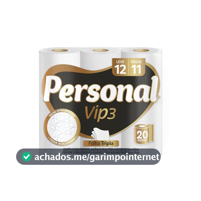 Personal Papel Higiênico Vip Folha Tripla Com 12 Rolos De 20M