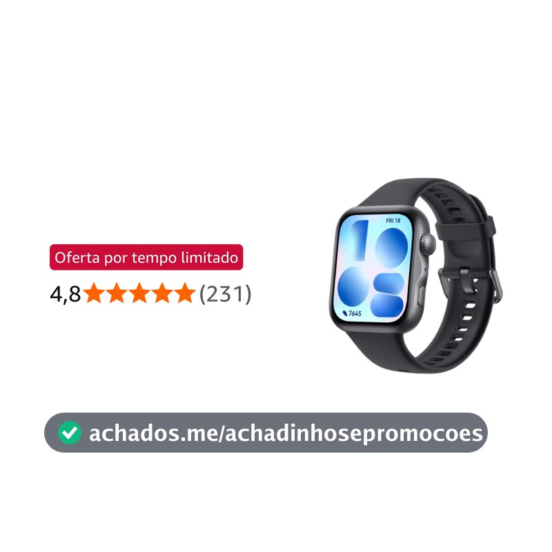 Smartwatch, HUAWEI WATCH FIT 5, AMOLED de 1,82" Design Leve, Mini Treino, Bateria com Até 10 Dias, 64 GB, Gerenciamento Avançado da Saúde, Monitor do Sono, GPS, Compatível com iOS e Android, Preto