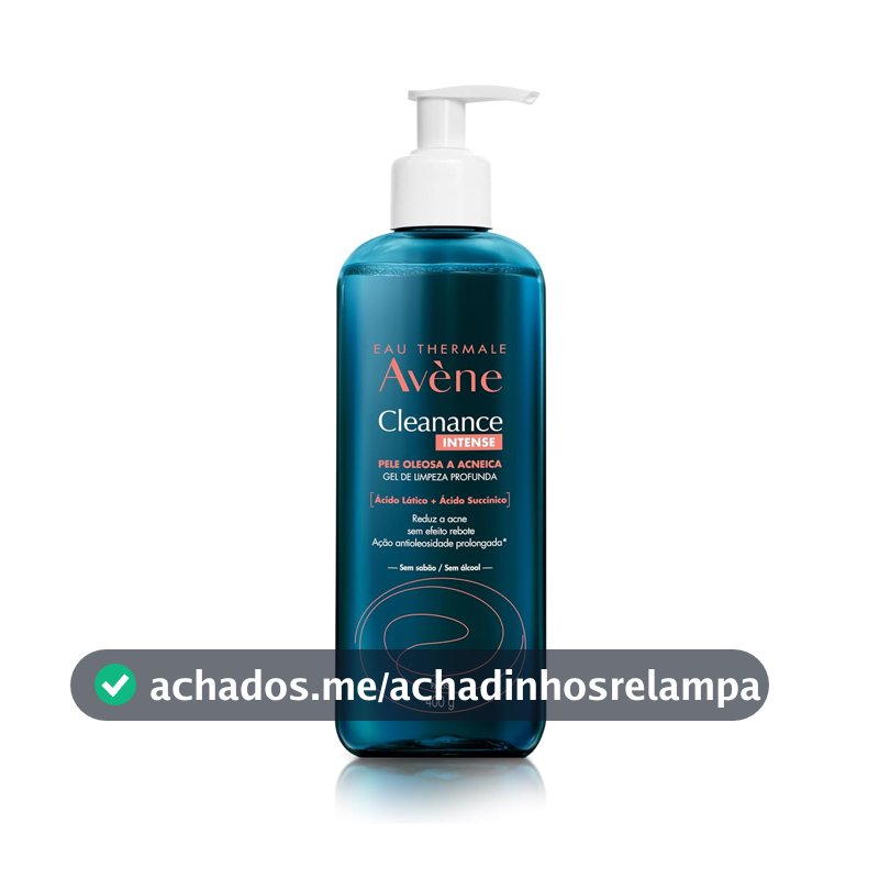 Gel de Limpeza Facial Avène Cleanance Intense, 400g, para Pele Oleosa, com Ácido Lático e Succínico, Reduz Acne e Poros