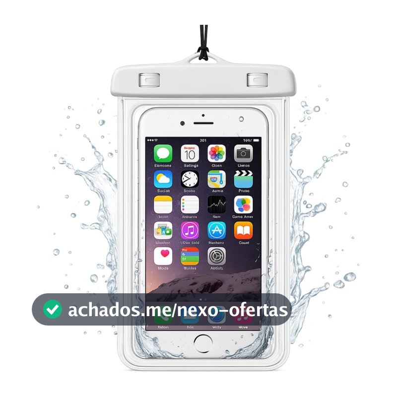 Capa Case para Celular a Prova de Água Impermeável Transparente Universal Proteção Completa IPX8 Sensível ao Toque Ideal para Praia Trilhas Piscina Viagens (Branco)