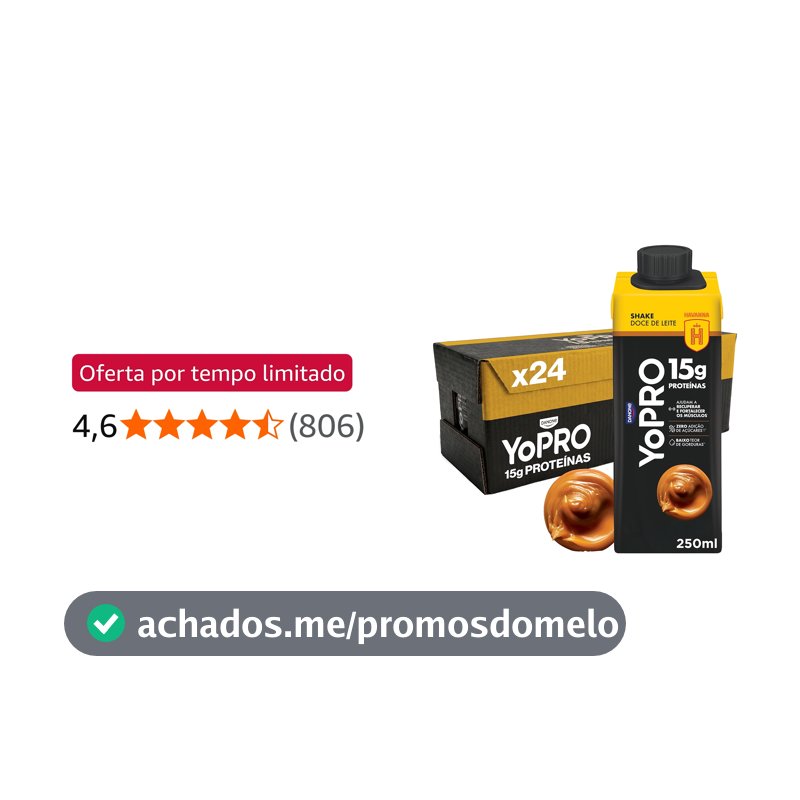 Pack YoPRO Bebida Láctea UHT Doce de Leite Havanna 15g de Proteínas 250ml - 24 unidades