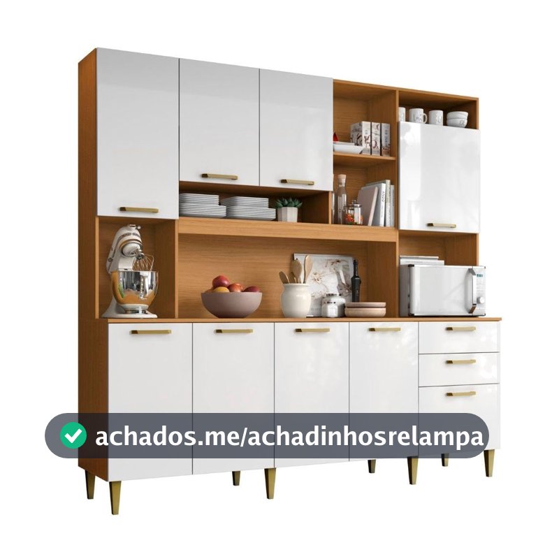 Armário de Cozinha Completa Aramóveis Kit Mega 9 Portas 2 Gavetas