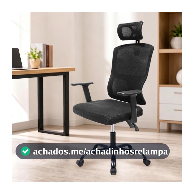Cadeira Ergonômica 3D Ajustável com Reclinação 150°, Estrutura Reforçada 150kg, Cadeira de Trabalho com Apoio Lombar, Cabeça e Braços, Material Respirável (Preto)