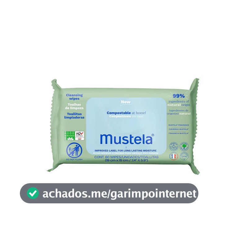 Mustela Toalhas Compostáveis Com Perfume 60 Unidades - Lenços Umedecidos Perfumados E Suaves Para Higiene Do Rosto Ao Bumbum – Com 99% De Ingredientes Naturais – Bebê E Criança