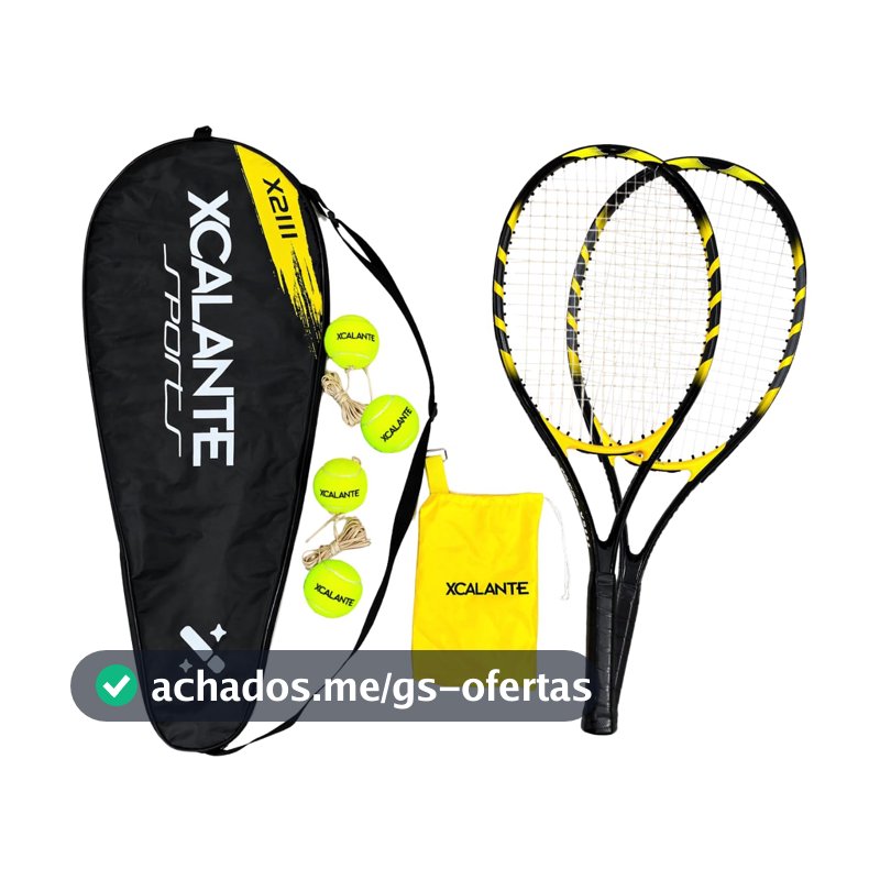 Kit 2 Raquetes de Tênis Iniciante em Alumínio Com Estojo e 4 Bolas