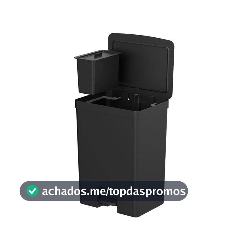 Ou Lixeira com Pedal 46L + 4L Preto Linha Trium