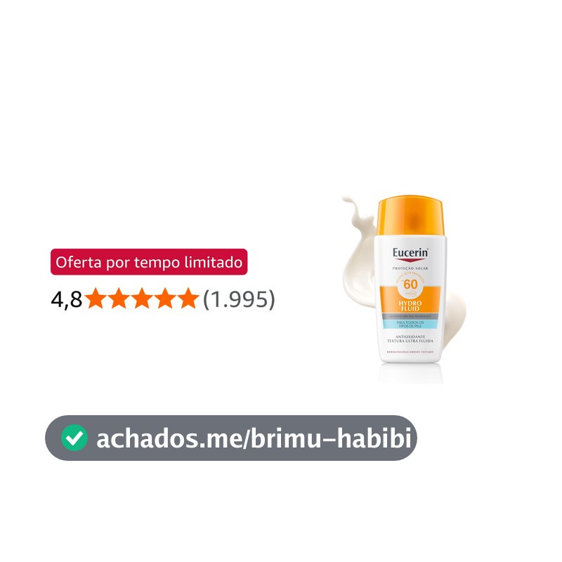 EUCERIN Protetor Solar Facial Ultra Fluido FPS 60 50ml, Hydro Fluid, Antioleosidade, Antioxidante, Rosto, Proteção UVA, UVB e Luz Visível