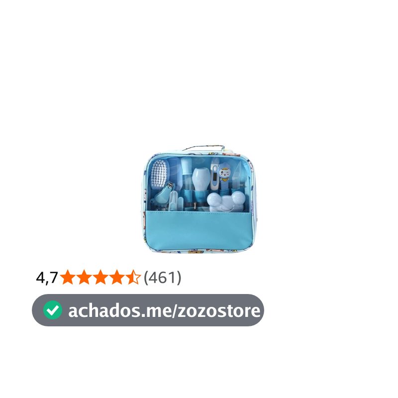 Kit Higiene Bebe - Estojo Cuidado Bebe com 13 em 1 - Bolsa Bebe Organizada e Completa com Tesoura, Pente para Bebe, Termometro, Cortador de Unhas, Lixa de Unhas e outros - Livre de BPA - Linha Premium (Azul)