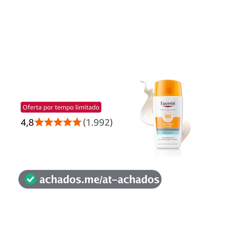 EUCERIN Protetor Solar Facial Ultra Fluido FPS 60 50ml, Hydro Fluid, Antioleosidade, Antioxidante, Rosto, Proteção UVA, UVB e Luz Visível