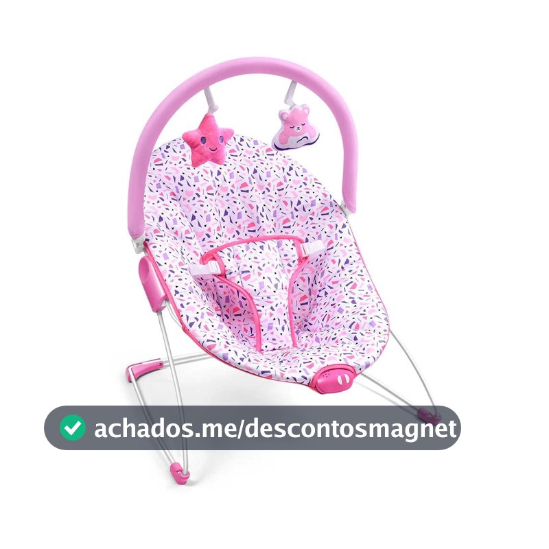 Cadeira de Descanso Para bebê Nap Time 0-11kgs Rosa Cinto de 3 pontos Com Acessórios Interativos Multikids Baby BB291