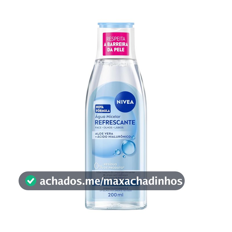 NIVEA Água Micelar Solução de Limpeza 7 em 1 Refrescante 200ml, Demaquila, Limpa Profundamente, Purifica, Hidrata, Cuidado Facial