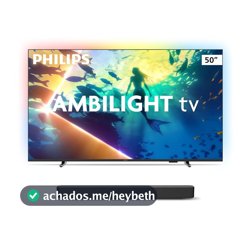 Philips Smart TV Ambilight 50" 4K 50PUG8100/78 + Soundbar TAB4000, Aparelho de Áudio para TV, Bluetooth, HDMI ARC e USB