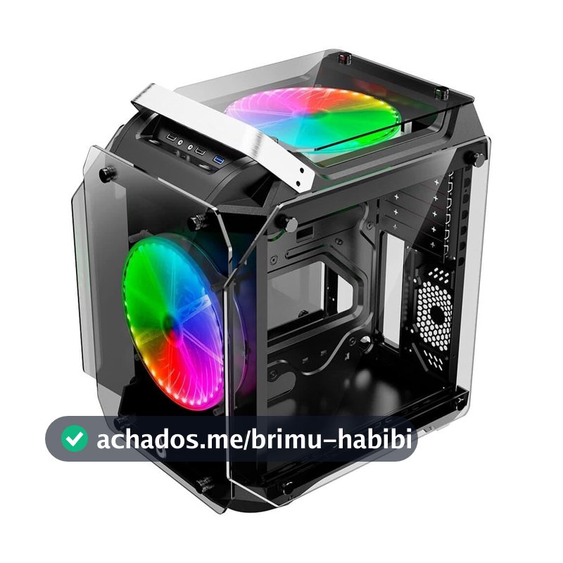 Gabinete Gamer Rise Mode Zeus Glass 02, Mid Tower, ARGB, Frontal e Lateral em Vidro, 2 Fans 200mm ARGB, Preto - RM-CA-ZE-02-ARGB