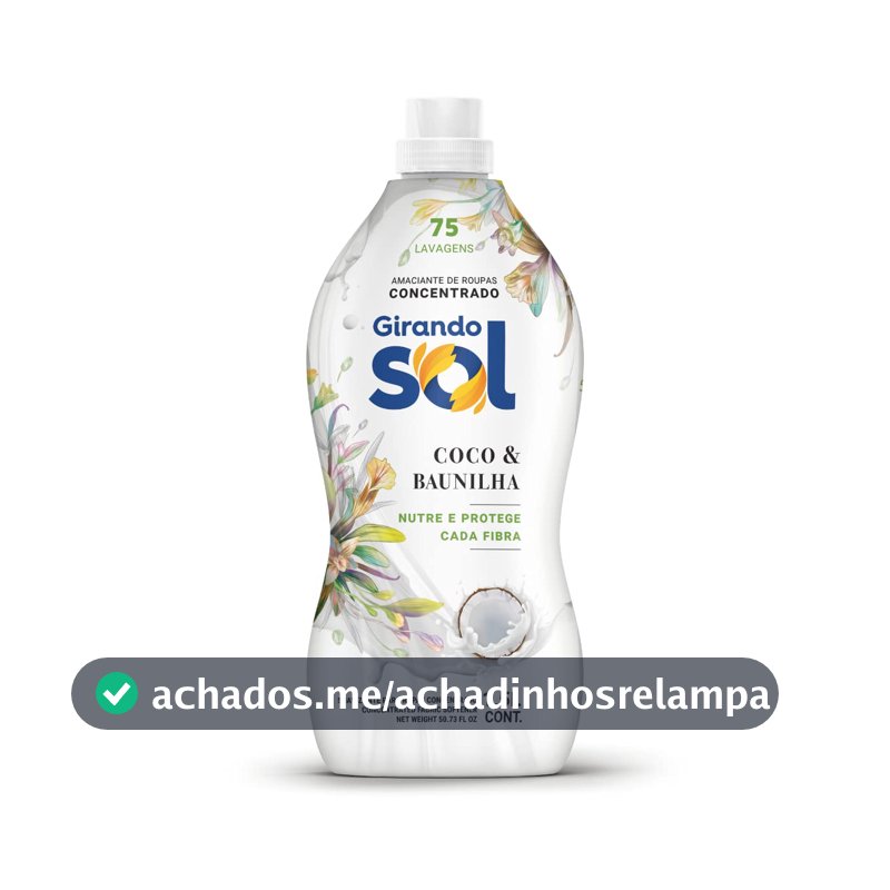 Amaciante de Roupa Concentrado Girando Sol, Coco e Baunilha, 1,5L