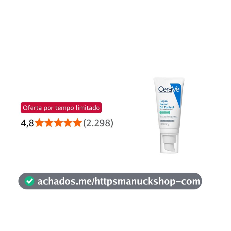 CeraVe Oil Control, Loção Facial Hidratante para Pele Oleosa, 52g