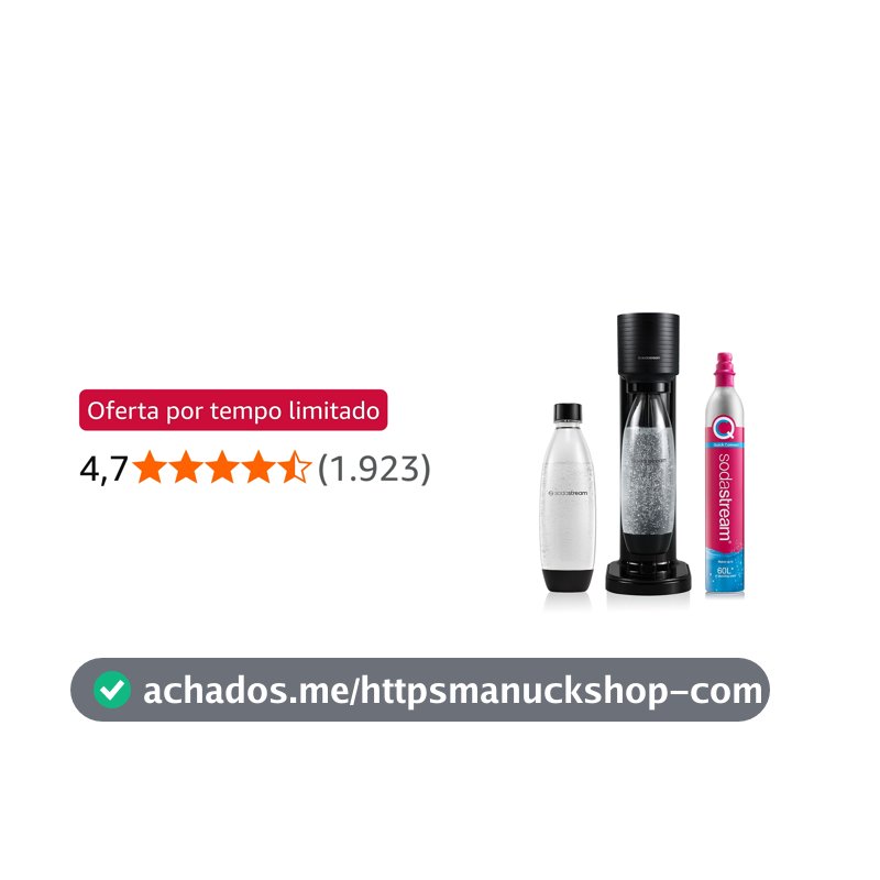 Máquina de Água com Gás Gaia Preta SodaStream com Cilindro